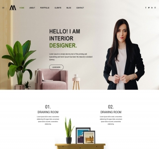 室内设计师个人作品简历html5模板网站源码