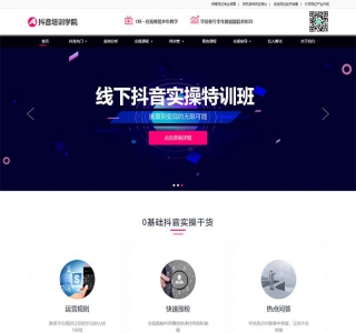 响应式自媒体短视频拍摄技巧抖音网红培训pbootcms网站模板源码