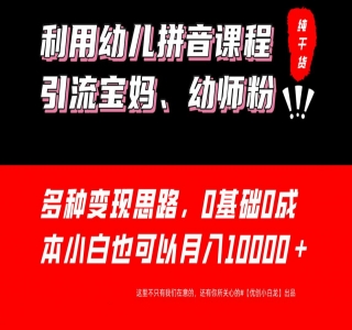 精准引流宝妈粉：通过学前教育记录片，单日最高变现 500+(附 900G 资料)