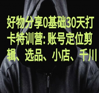 好物分享0基础30天打卡特训营：账号定位、剪辑、选品、小店、千川