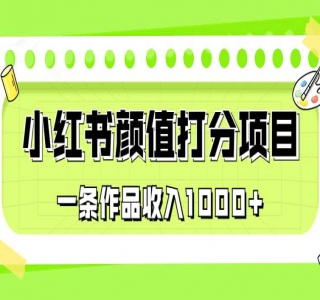 小红书颜值打分项目：一条作品最高收入1000+